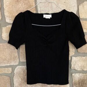 Anthropologie Black Puff Sleeve Blouse